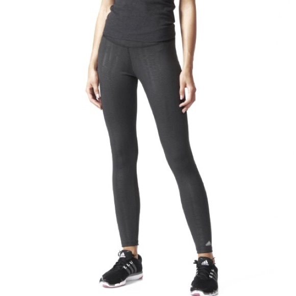 Adidas Climalite Ultimate Embossed Black Tights Leggings NWT Size Large - Picture 4 of 7